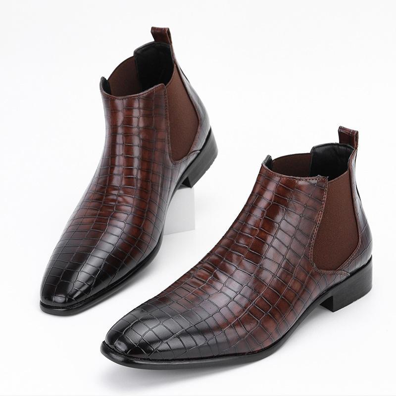 Men's Chelsea Boots Small Square Head Men's Shoes Fashion Men's Short Boots