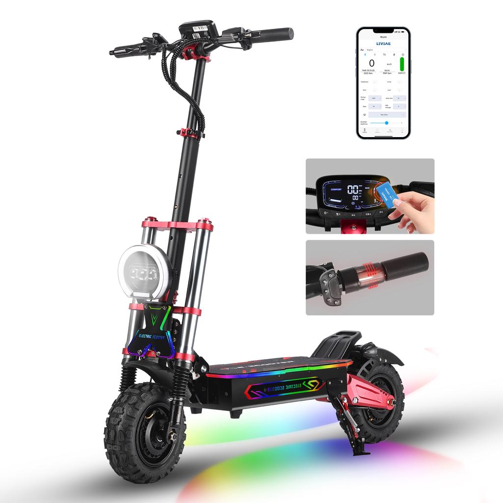 BOYUEDA S5 E-Scooter 6000W Dual Motor 60V38Ah NFC Activation Electric Scooter 11"off-road Tire Intelligent APP Control EScooters