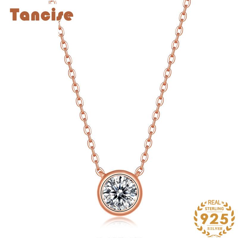 Tancise S925 Sterling Silver Moissanite Luxury Personality Pendant Necklace Women's Classic Tide Sugar Full of Wild Clavicle Chain.