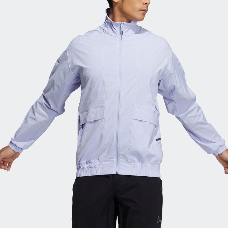 Adidas Однотонная мужская куртка с воротником-стойкой, светло-фиолетовая H40218