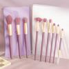 Портативный полный набор многофункциональных кистей для макияжа с фиолетовой синтетической щетиной, 9 шт./компл.