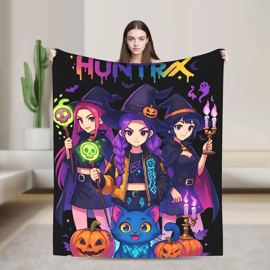 Saja Boys Kpop Hunter Halloween Warm Soft Blankets Camping Plush Throw Blanket Comfortable Home Decor Bedspread Sofa Bed Cover