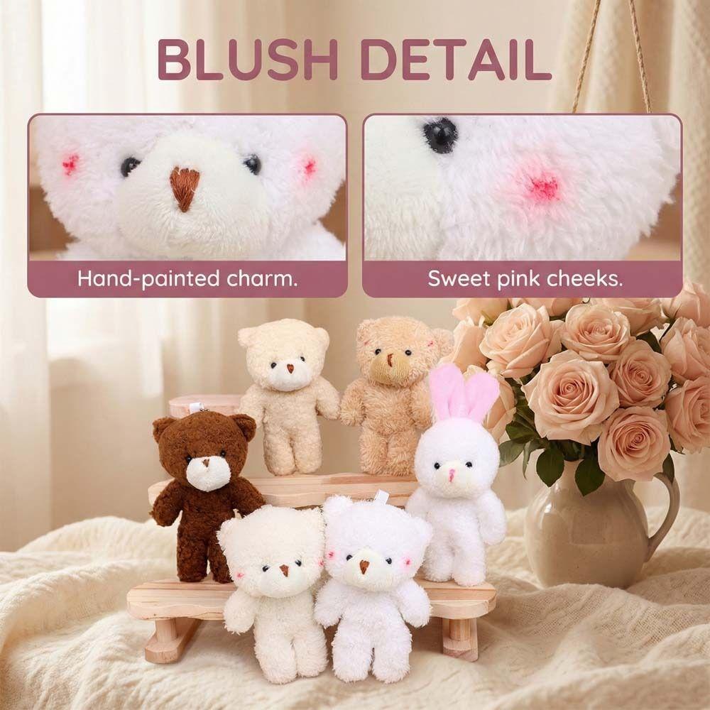 10Pcs Stuffed White Bear Plush Keychain Cartoon Animal Bear Plush Dolls Little Bear Plush Toy  Kids