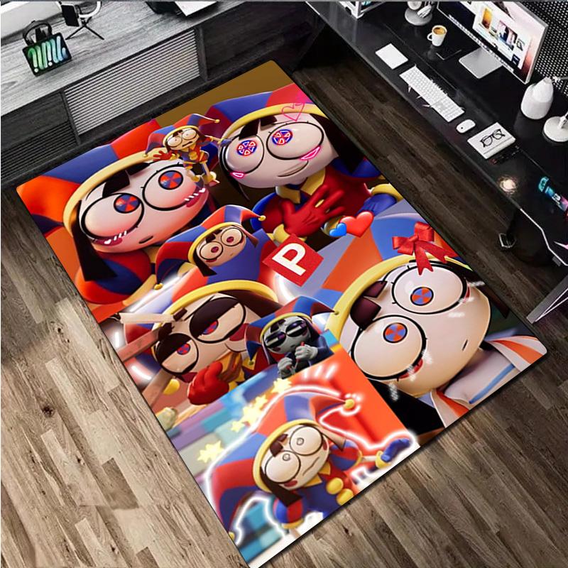Cartoon Character Pomni Carpet Office Decorative Carpet For Living Room Bedroom Door Mat Floor Rug Computer Chair Area Rug perfect holiday gift