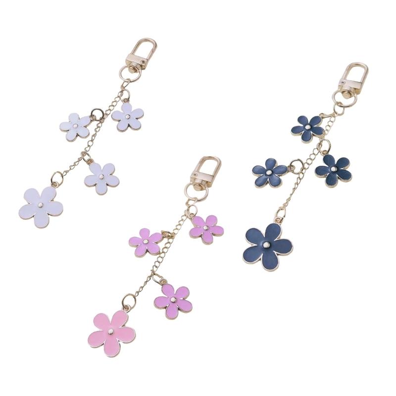 Elegant Flower Keychain Sturdy Alloy Bag Charm Fashion Accessory for Trendy Women Ladies Waterproof Oil Drop Designs