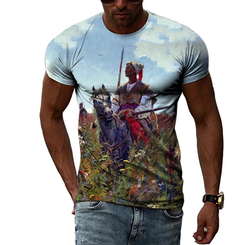 Индийские племенные вожди, летняя индивидуальная 3D печать Харадзюку, повседневная свободная дышащая мужская футболка с круглым вырезом и короткими рукавами, топ