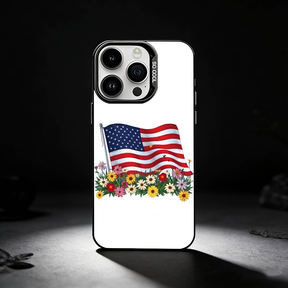 American Flag Phone Case Phone Case For iPhone 17,16,15,14,13,12,11 Plus,Pro Max,XS,Colored silver phone case