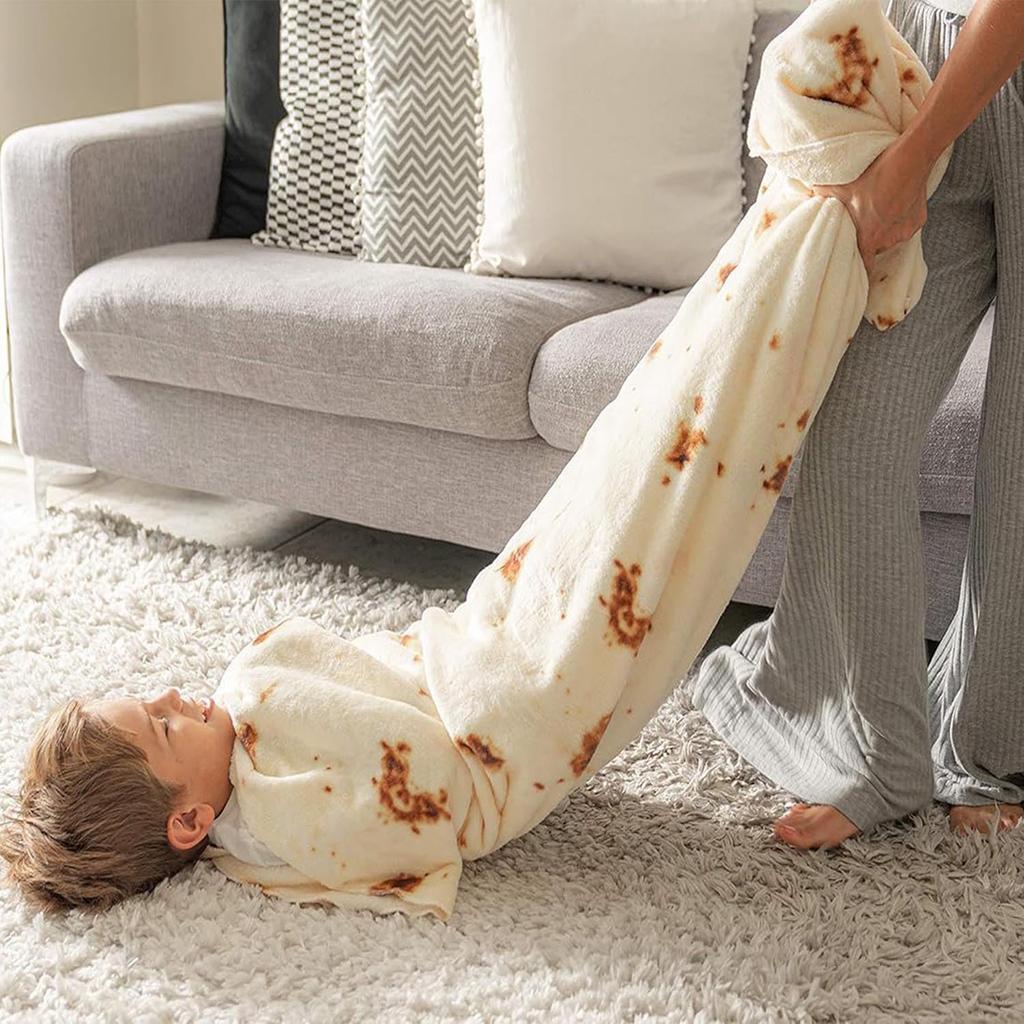 Novelty Tortillas Throw Blanket Flannel Swaddles Napping Blanket for Baby Toddlers Teens Funny Gift Realistic Pattern