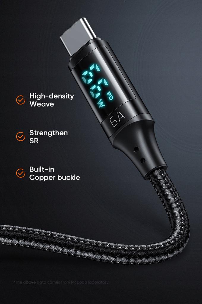 Mcdodo Телефонный кабель, Digital Pro Usb-C 5A 66W 1,2M Черный