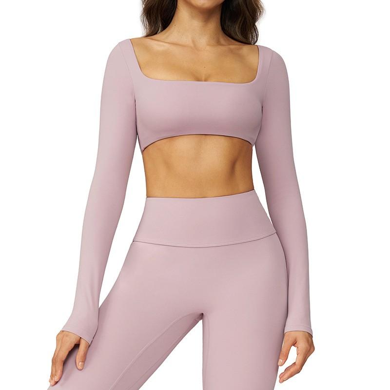 Womens Long Sleeve Yoga Top Quick-Dry Stretch Fitness Tee Running Gym Dance Outdoor Sports