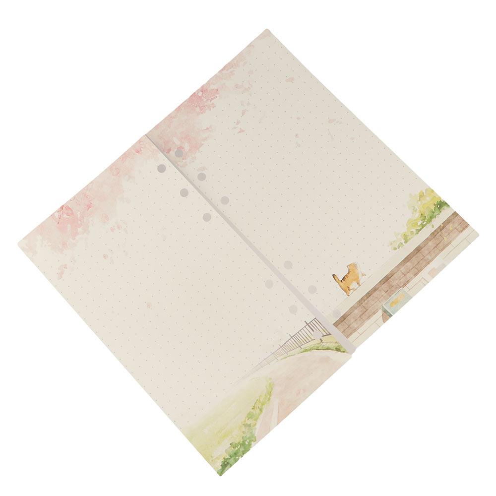 Страницы в клетку Страницы для блокнота-рефилла A6 80 листов Страницы для блокнота на кольцах Внутренние страницы Сакура и кошка