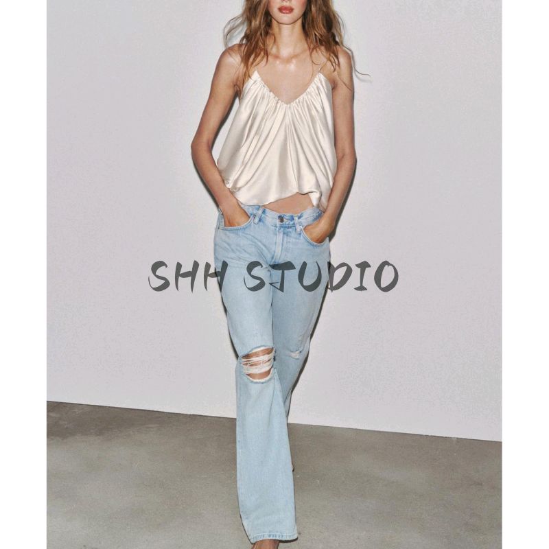 Autumn New Women's Clothing round Neck Asymmetric Hem Silk Satin Texture Peplum Top 3776019 8573019