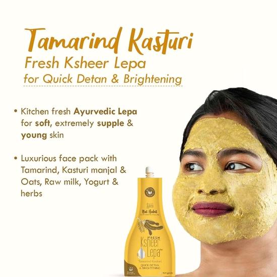 Nat Habit Ready-To-Apply Henna Paste & Tamarind Kasturi Lepa - Face Pack The Perfect Choice For Deep Conditioning with Rich Dark Brown Color