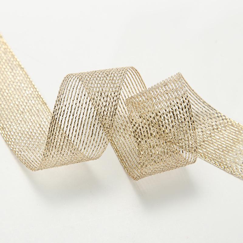 Золотая и серебряная сетчатая тесьма для самостоятельной упаковки бантов и цветов