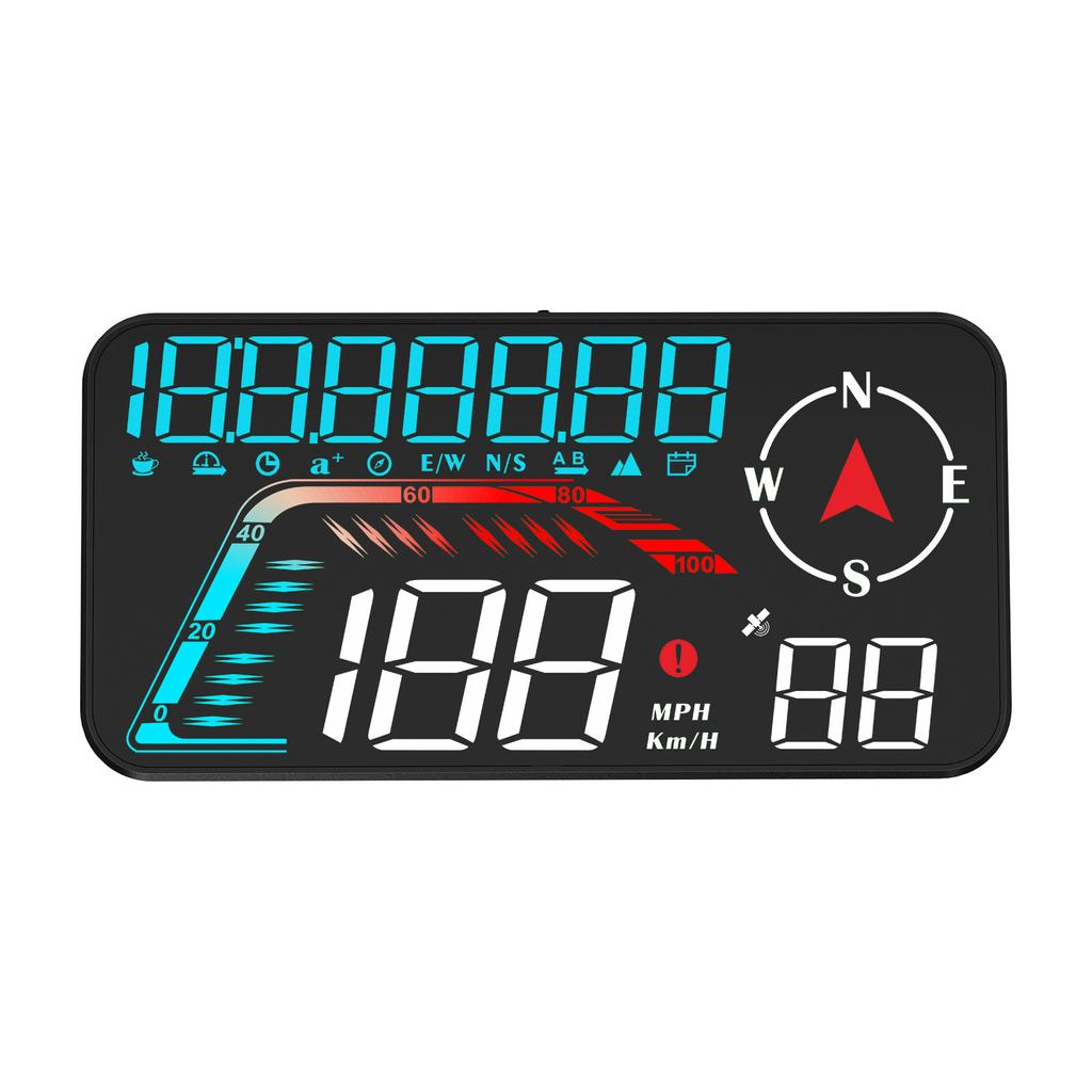 Цифровой спидометр Geyiren G12 GPS HUD Plug and Play для всех автомобилей Крупный шрифт КМЧ Миль/Ч Пробег Местное время Высота Проекционный дисплей