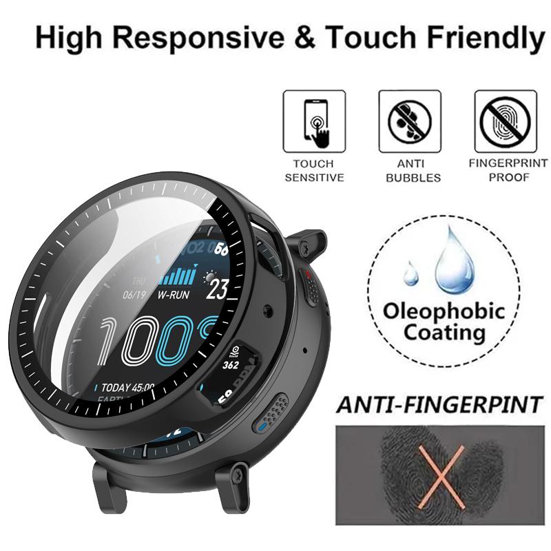 Чехол для ПК + Закаленное стекло для Amazfit Active Max Защитное стекло для экрана Защитный чехол для Amazfit Active Max Чехол-оболочка Аксессуары
