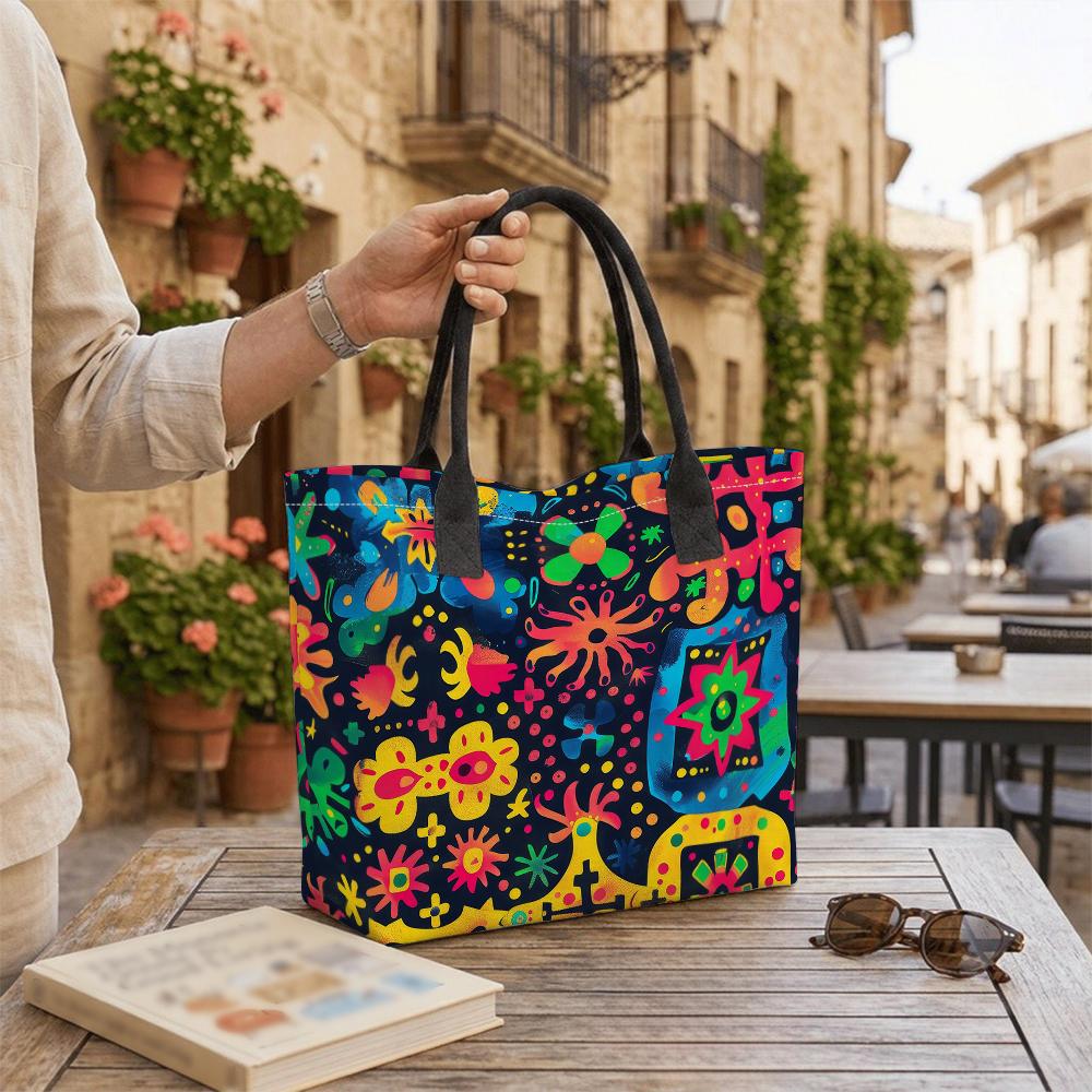 Colorful Graffiti Print Large Capacity Tote Bag Casual Daily Shoulder Bag