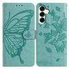 For Samsung Galaxy S25+ Case Butterfly Imprinted Wallet Stand PU Leather Flip Phone Cover with Strap