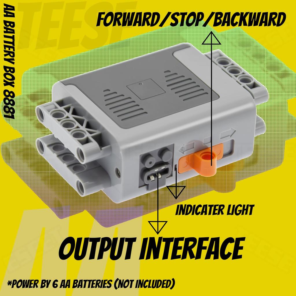 TEESE 50-Piece Technic Electric Motor Set with Box Extension Cable, Gear Axle Universal Joint, Compatible with LEGO Technic Parts