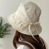 Windbreak Rope Fisherman Hat Solid Color Sunscreen Hat Summer Outdoor Thin Sunshade Basin Hat Lace-up Tie Bucket Cap