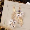 Women Flower Petals Long Tassel Earrings Asymmetric Earrings Ear Jewelry