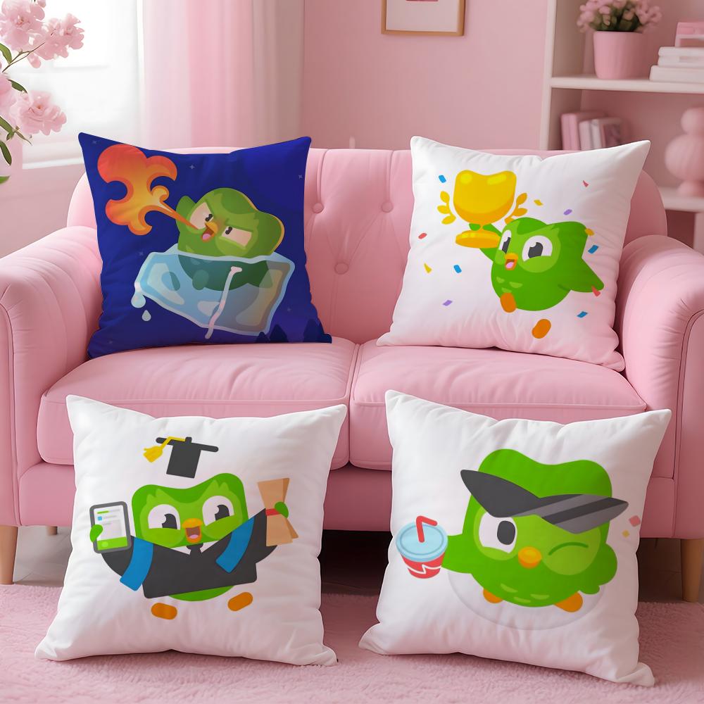 Cute D-Duolingos Pillow Case Short Plush Double-Sided Printing Home Machine Washable In Warm Winter Cushion Cover