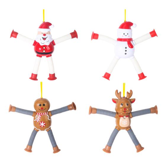 Рождественские Поп-трубки для наполнения чулка для малышей, детей, телескопические присоски, игрушка Санта-Клаус/Олень, фиджет-трубки, сенсорная игрушка для девочек и мальчиков