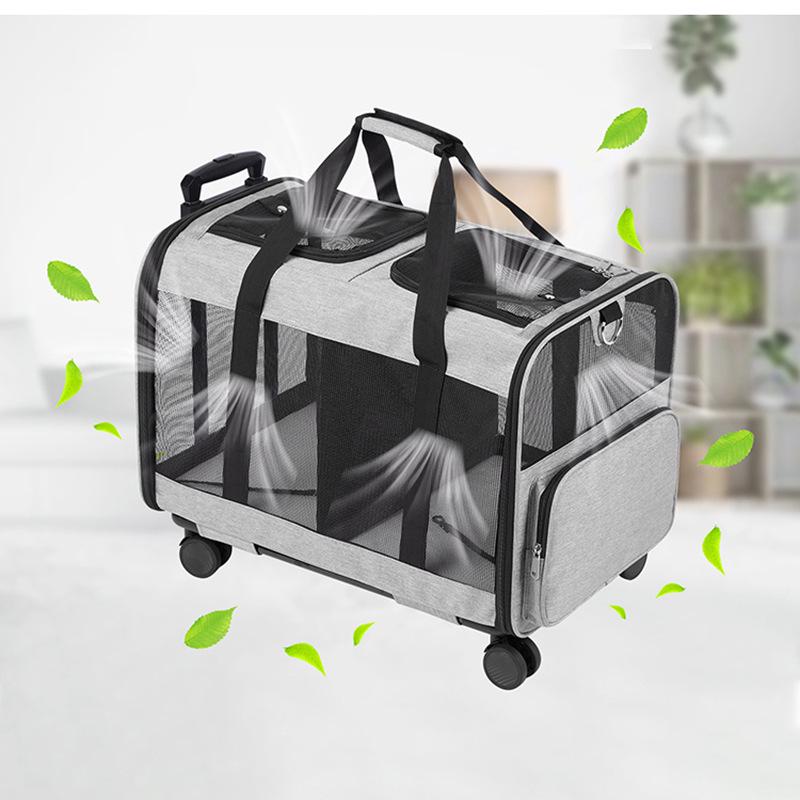 Dual-Layer Pet Trolley: Spacious, Breathable, Detachable Handheld & Shoulder Travel Bag for Cats