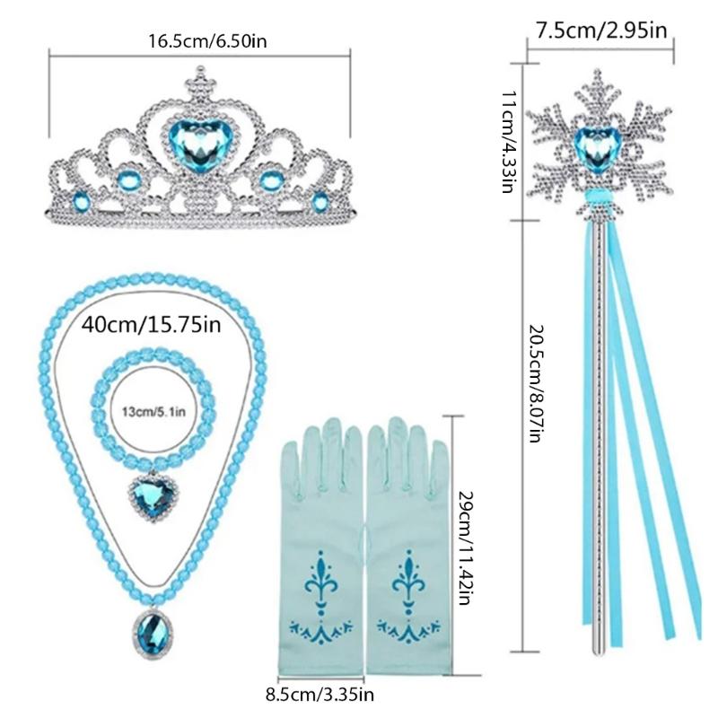 Аксессуары для костюма принцессы Набор одежды для вечеринки по случаю дня рождения Перчатки Корона Ожерелье и Коса для волос для наряжания девочек