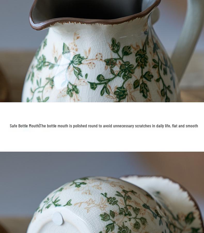 Американская Country Керамический Молочник-Ваза с Глазурью Кракелюр - Пасторальный Фэн-шуй Цветочная Композиция Ретро Декор