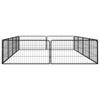 12 Piece Black Dog Run Kennel 100x50 cm Powder Coated Steel