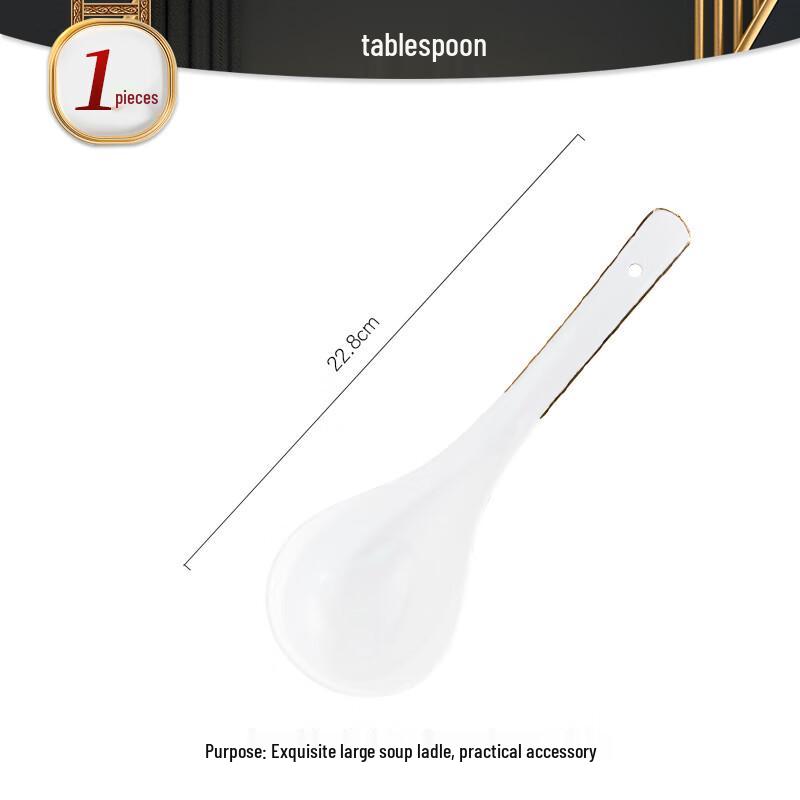 Суповая ложка с длинной ручкой из костяного фарфора Таншань - Керамическая столовая ложка-половник