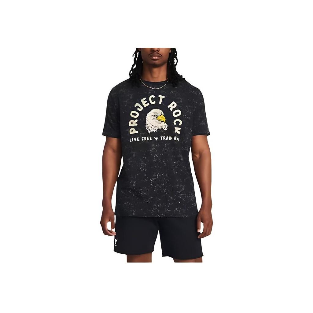 Under Armour Футболка Project Rock Johnson Series с принтом в виде животных, повседневная, с круглым вырезом и коротким рукавом, мужская, черная 1383220-001