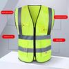 Рабочий жилет для мужчин и женщин, светоотражающий жилет с V-образным вырезом, без рукавов, на молнии, дышащий, ночной