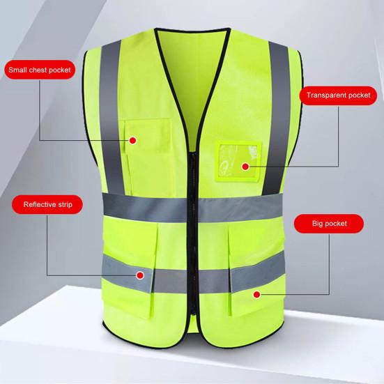 Рабочий жилет для мужчин и женщин, светоотражающий жилет с V-образным вырезом, без рукавов, на молнии, дышащий, ночной