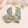 New Colorful Topaz Peridot Jewelry Set Real Gemstone Clasp Earring Ring 925 Sterling Silver for Women Gift Daily Wear