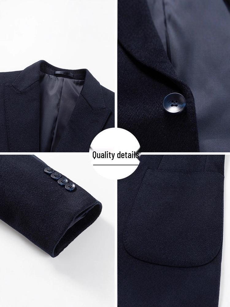 Мужской весенне-осенний костюм из кашемировой шерсти: Короткий повседневный блейзер и формальное пальто