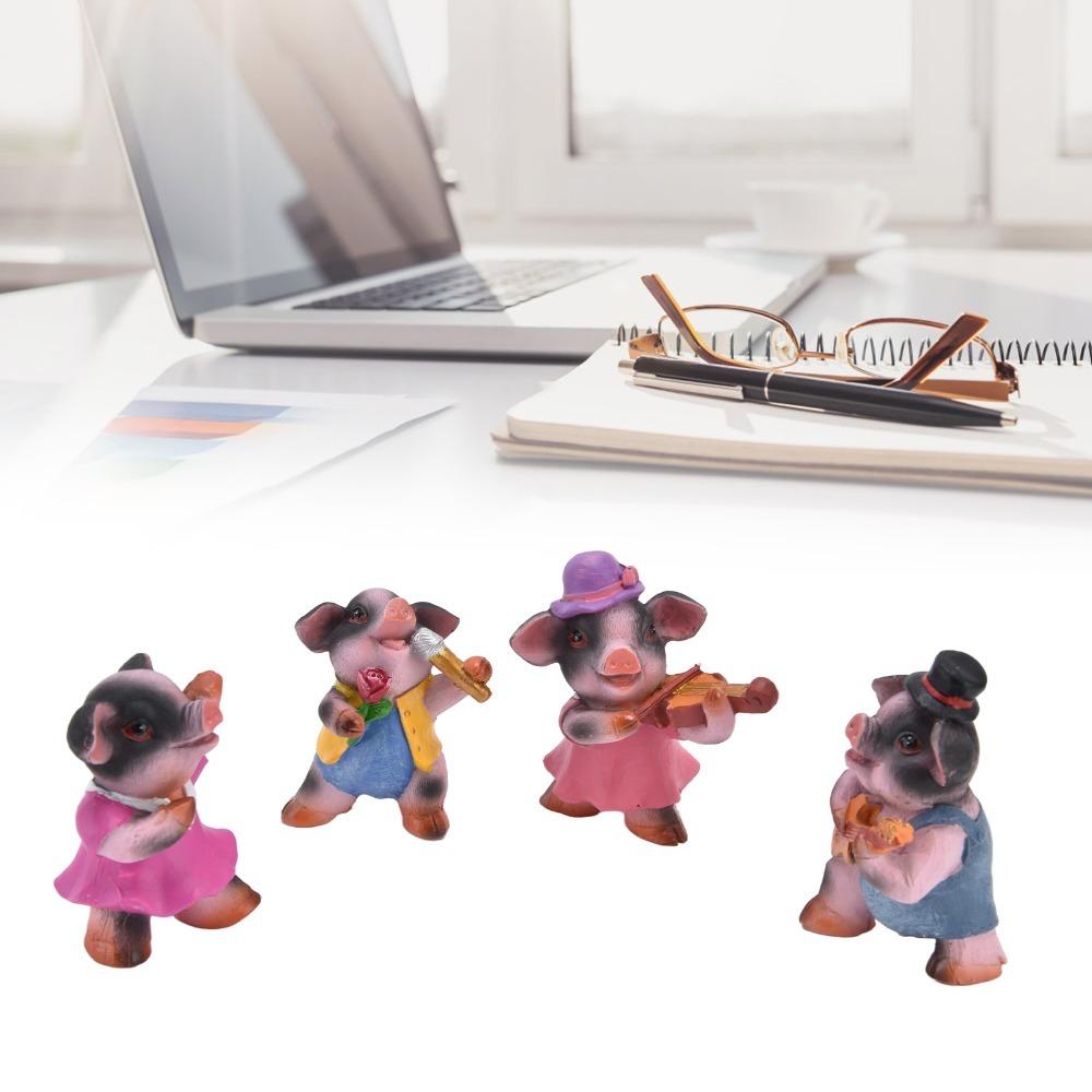 4Pcs Cute Pig Pig Ornaments music pigs Pig Decor Exquisite Pig Sculpture Home