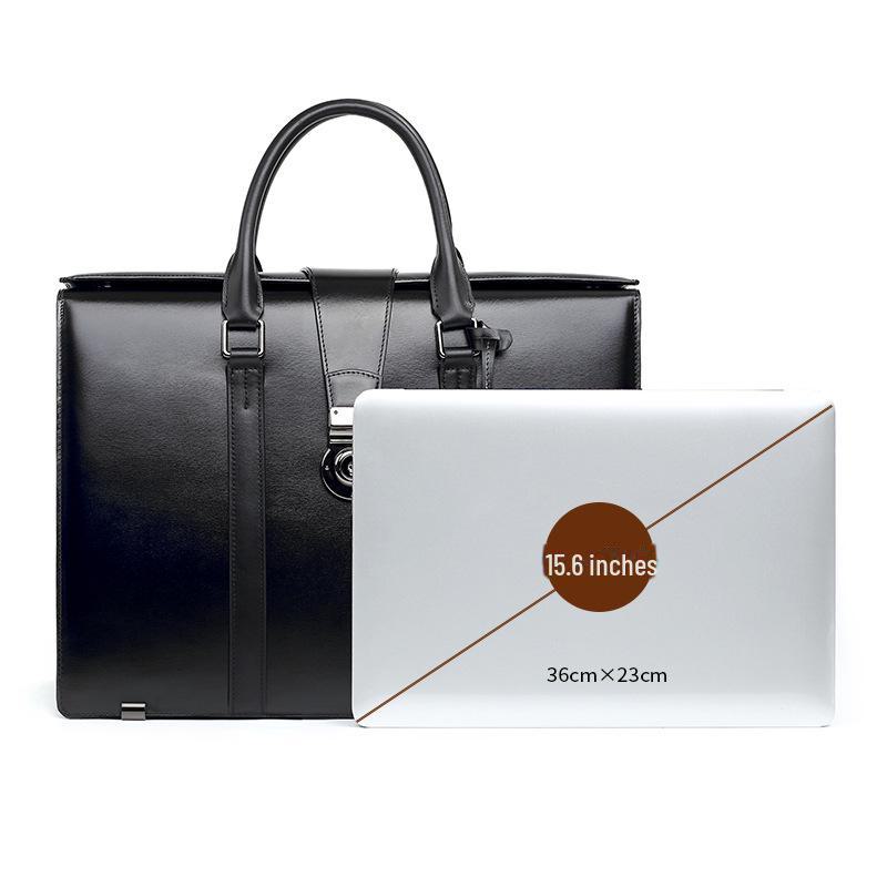 Мужской портфель из натуральной кожи с замком-паролем — вместительная деловая сумка для компьютера и дорожная сумка