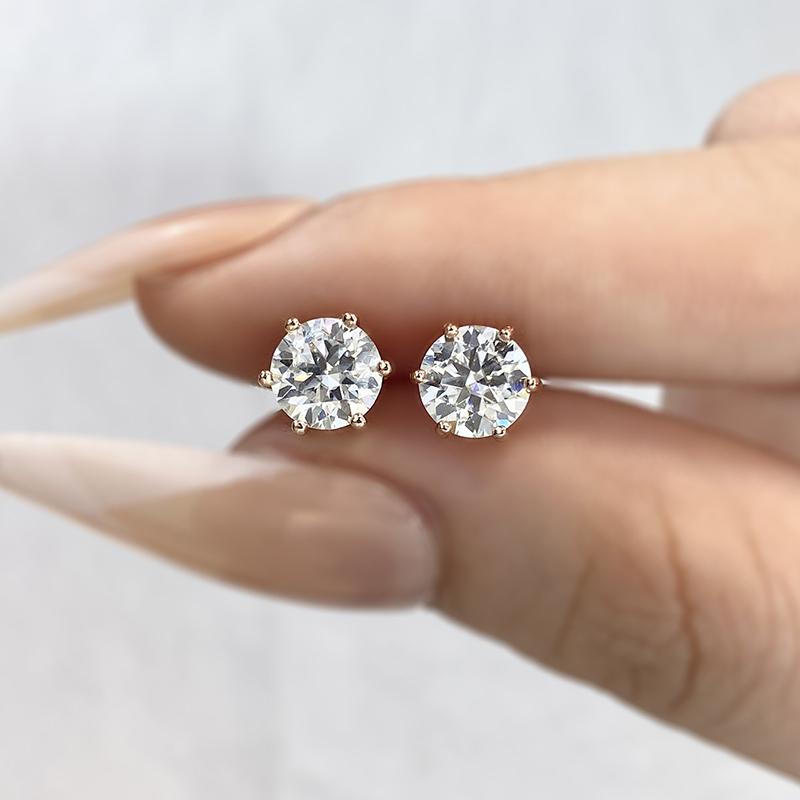 Сертифицированные серьги-гвоздики из муассанита цвета D, 0,1-2 карата, выращенные в лаборатории бриллианты, стерлинговое серебро 925 пробы с золотым покрытием, свадебные ювелирные изделия