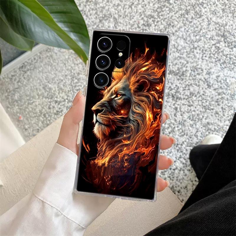 Прозрачный чехол с тиграми для Samsung Galaxy S26 S25 S24 S23 Ultra S20 S21 FE S22 Plus S26 Ultra S25FE Мягкий силиконовый чехол для телефона
