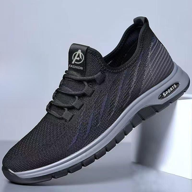 Новая весенне-осенняя мужская обувь, кроссовки из летящего трикотажа, легкие, дышащие, с мягкой подошвой, удобные студенческие кроссовки для бега, универсальная повседневная обувь