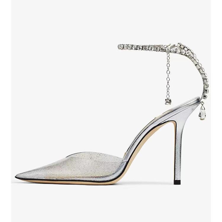 Модный бренд Показ Золотая кисточка Подвесные серьги Сандалии на щиколотке Модные черные туфли-лодочки Элегантная свадебная обувь для банкета Женская обувь 43