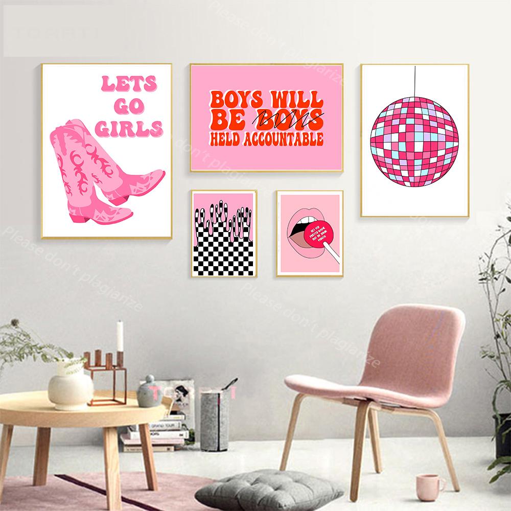 Abstract Pink Feminism Irregular Wall Art Poster Print Line Body Positivity Pictures Canvas Painting Living Bed Room Home Decor
