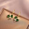 1 пара серег в форме клевера и сердца из свежего зеленого искусственного кристалла, женские аксессуары, подарки на каждый день и для вечеринок