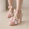 Girls High Heels Kids Princess Sandal Ladies Platform  Bow Lace Mary Jane Lolita Shoes Women Party High Heels  Women Pumps 30-43