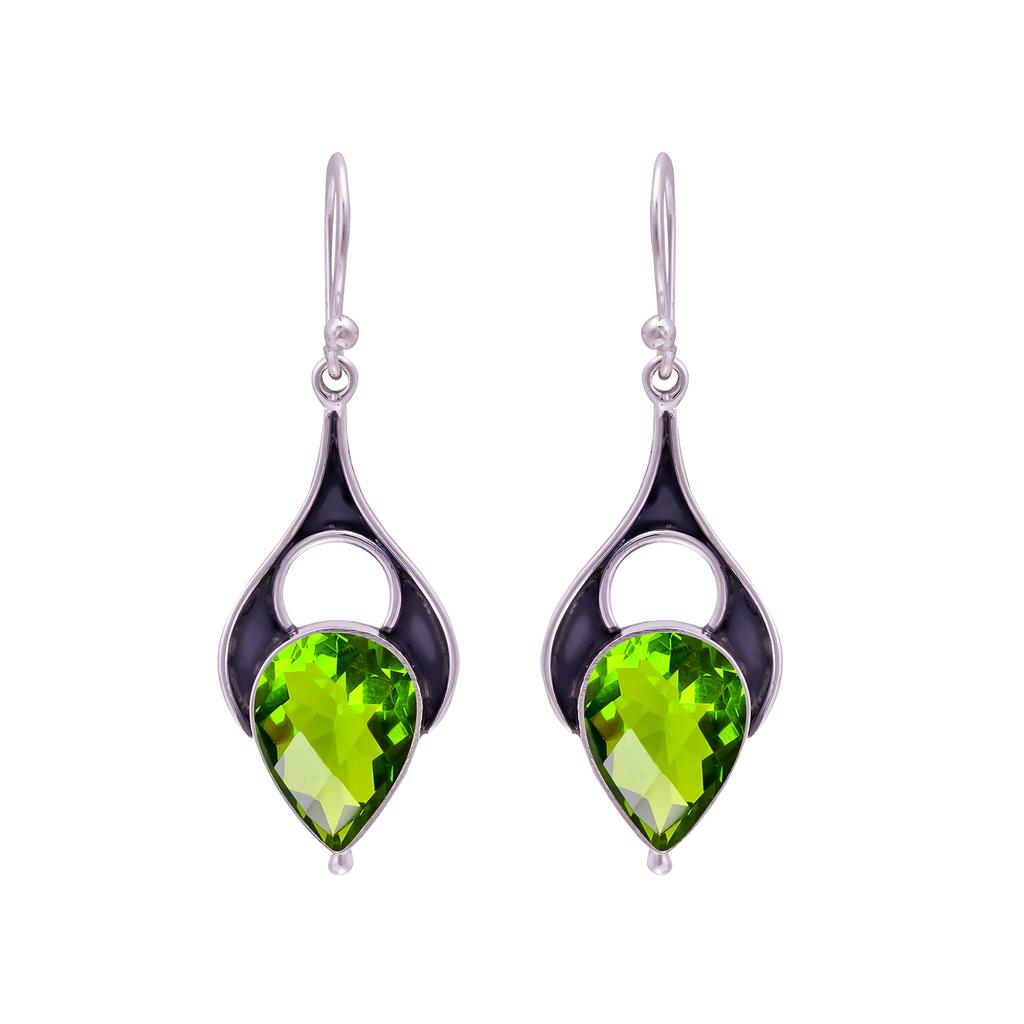 Peridot 925 Sterling Silver Earring V9679, Green Earring, Pear Earring, Valentin's Day Gift, Gift For Her, Birthday Gift, Handmade Jewelry, Silver Jew