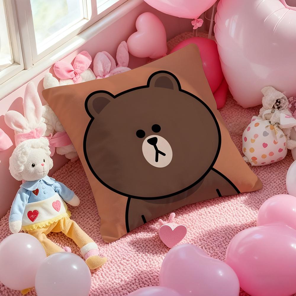 LINE FRIENDS коричневый медведь и конни Чехол для подушки с принтом Наволочка для гостиной дивана Чехол для подушки и декор спальни