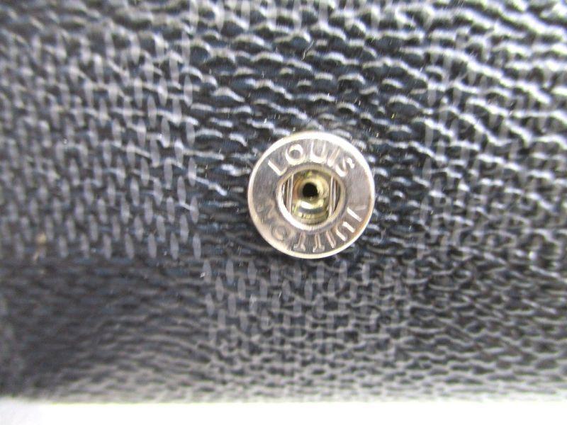 Authentic LOUIS VUITTON Damier Graphite Steel Black Leather Cufflinks Cuffs #9686 Seller refurbished