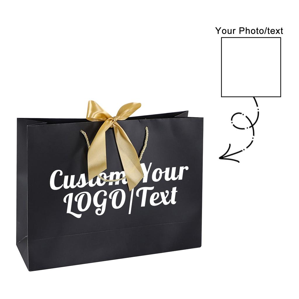 Персонализированная лента с напечатанным на заказ узором и текстом, подарочный пакет, бумажный пакет